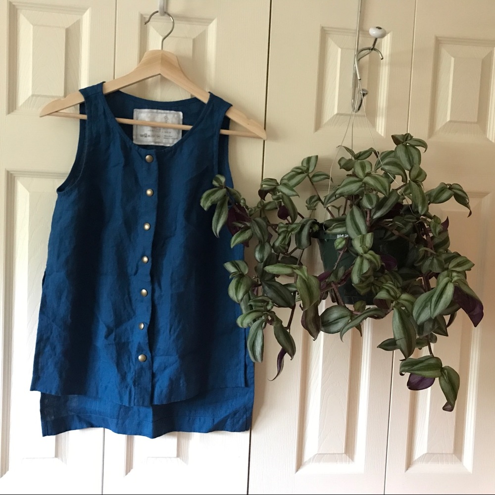Not Perfect Linen Malmo tank XS in Teal NEW